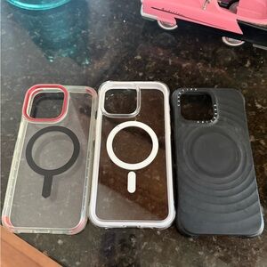 15 pro max Clear and Black Phone Case Set